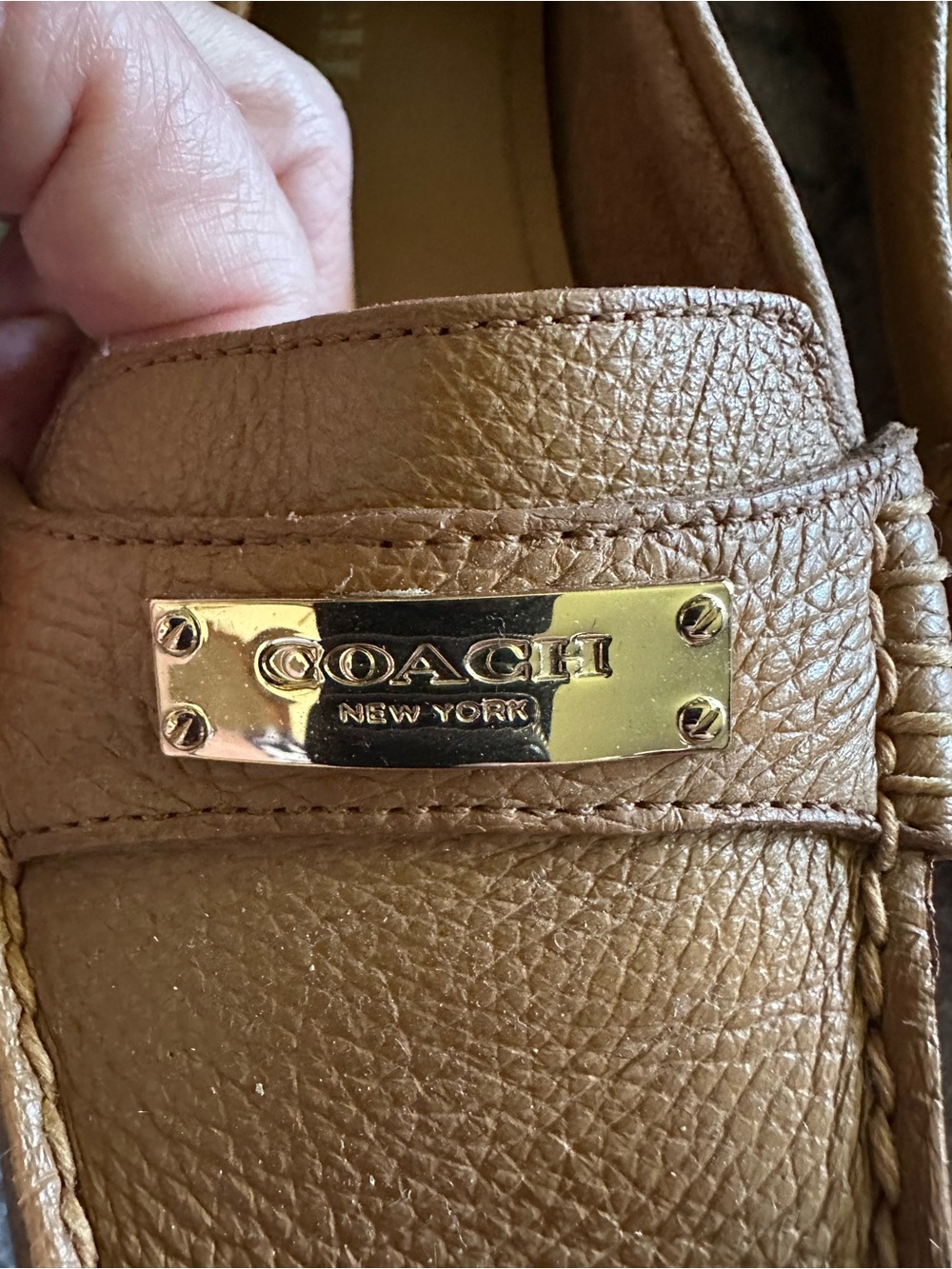 Coach Women's Brown Leather Driving Moccasins Flats - Picture 2 of 5